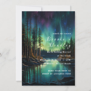 Aurora Reflections Forest Lake Wedding Invitation