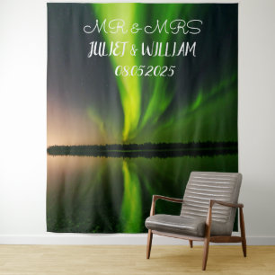 Aurora Script Mr & Mrs Wedding Backdrop banner Tapestry