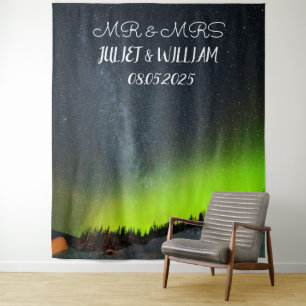 Aurora Script Mr & Mrs Wedding Backdrop banner Tapestry