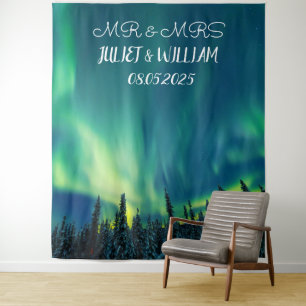 Aurora Script Mr & Mrs Wedding Backdrop banner Tapestry
