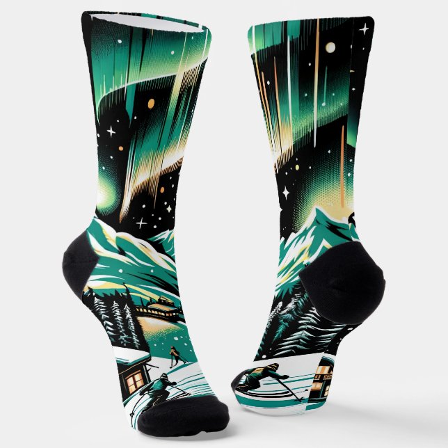 Aurora Ski Adventure Unisex Socks (Angled)