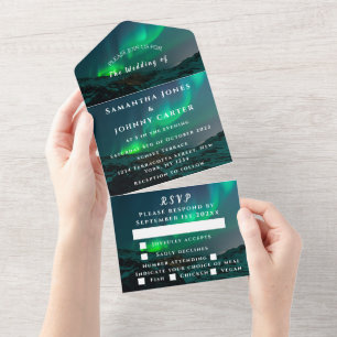 Aurora Starry Night Stars Sky Wedding All In One I Invitation