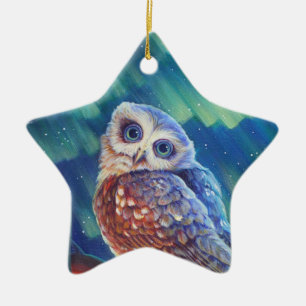 Aurora Starshine Owl. Ceramic Tree Decoration