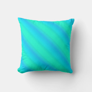 Aurora stripes - blue, aqua, turquoise cushion