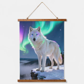 Aurora Wolf Canvas Print: A Majestic Winter Scene  Hanging Tapestry