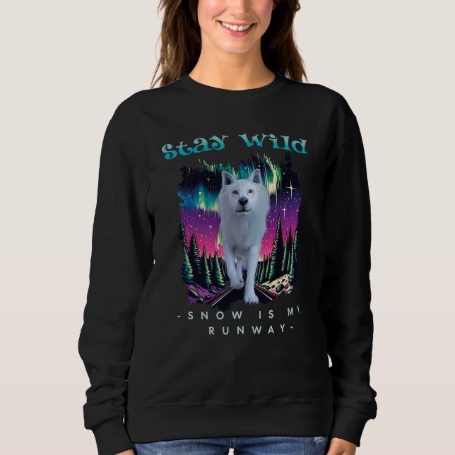 Aurora Wolfcore Stay Wild Quote Art Sweatshirt (Front)