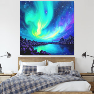 Aurora's Magical Night Sky Dance Design Canvas Print