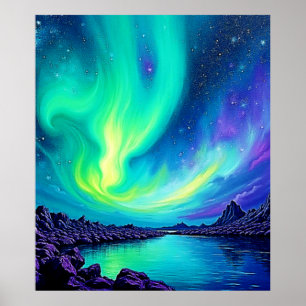 Aurora's Magical Night Sky Dance Design Poster