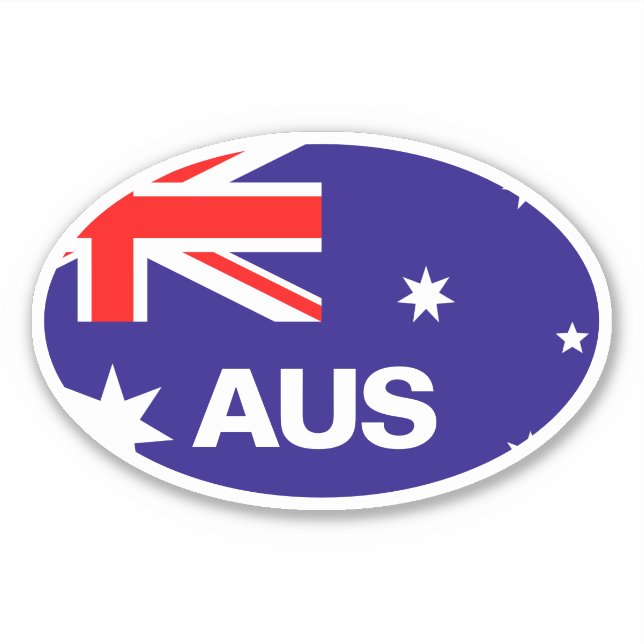 AUS country code Australian flag oval vinyl car (Front)
