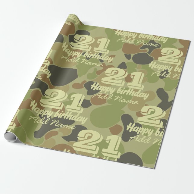 Auscam green camouflage wrapping paper (Unrolled)