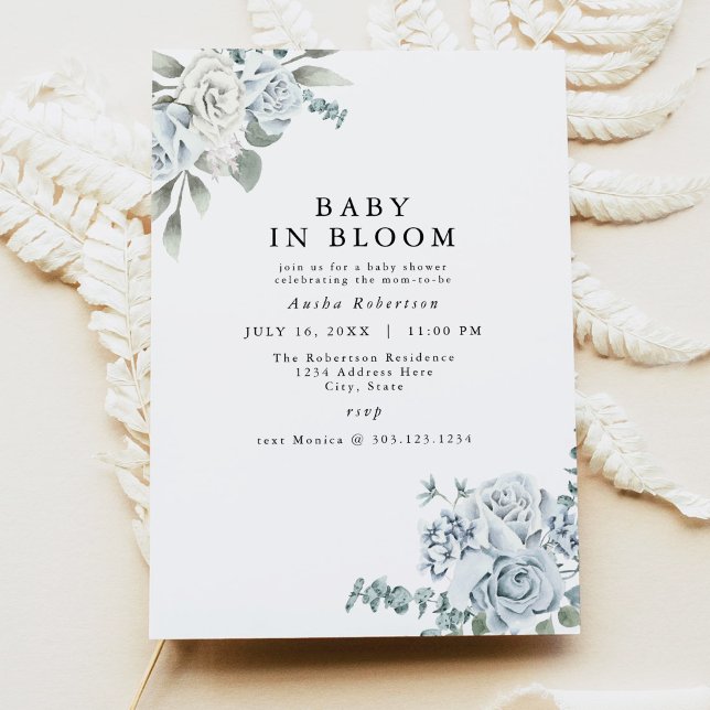 AUSHA Dusty Blue Boy Baby Shower Invitation (Creator Uploaded)