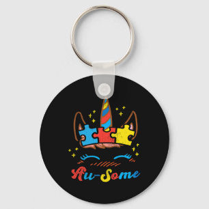 Ausome Unicorn Face Puzzle Autism Awareness ASL Gi Key Ring