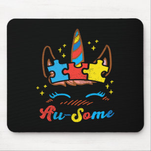 Ausome Unicorn Face Puzzle Autism Awareness ASL Gi Mouse Mat