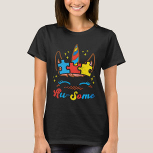 Ausome Unicorn Face Puzzle Autism Awareness Asl Gi T-Shirt