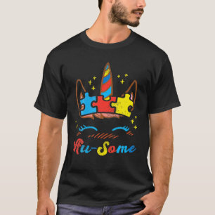 Ausome Unicorn Face Puzzle Autism Awareness T-Shirt