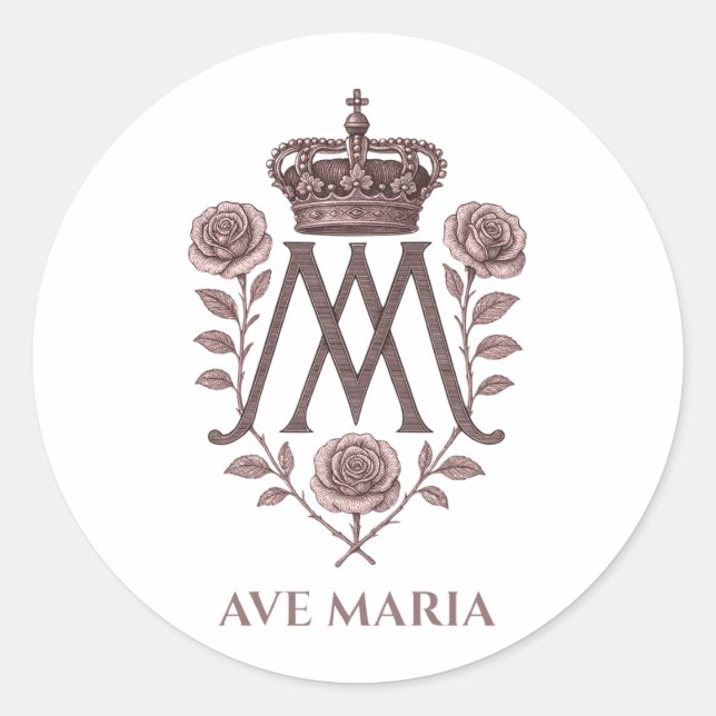 Auspice Maria Catholic Round Sticker (Front)