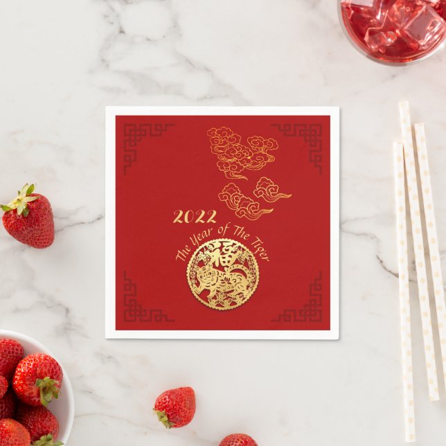 Auspicious Clouds Chinese New Year Tiger 2022 PN Napkin (Insitu)