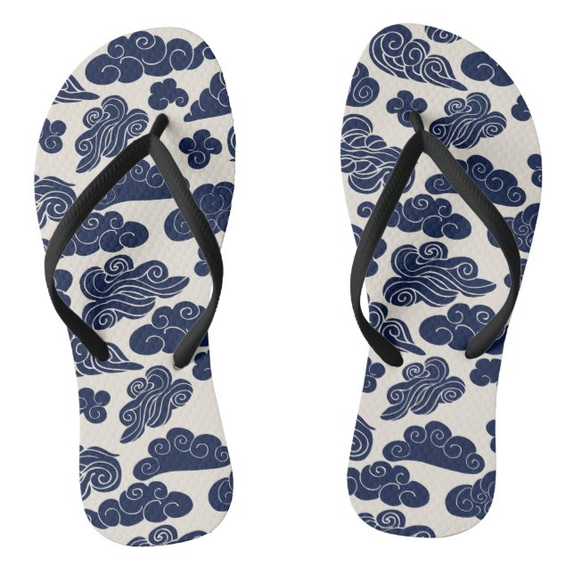 Auspicious Clouds Traditional Chinese Pattern Flip Flops (Footbed)