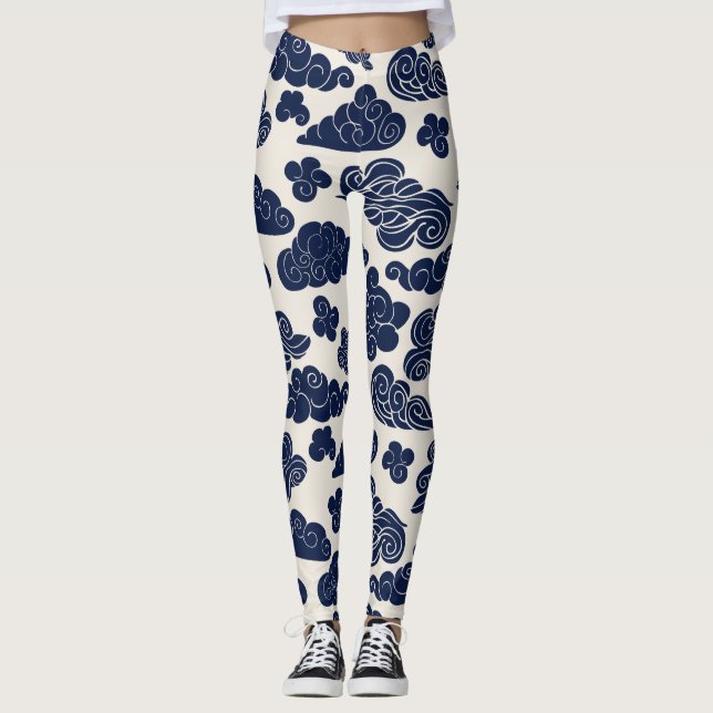 Auspicious Clouds Traditional Chinese Pattern WL Leggings (Front)