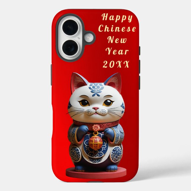 Auspicious Fortune Cat Happy Chinese New Year Case-Mate iPhone Case (Back)