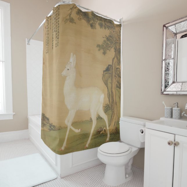 Auspicious Roe Deer Fine Art Shower Curtain (In Situ)