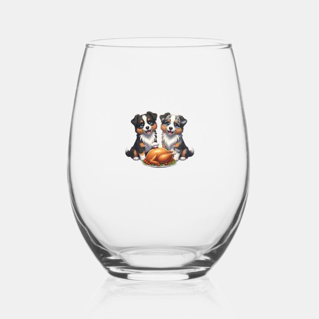 Aussie 184 Thanksgiving Classic T-Shirt.png Stemless Wine Glass (Front)