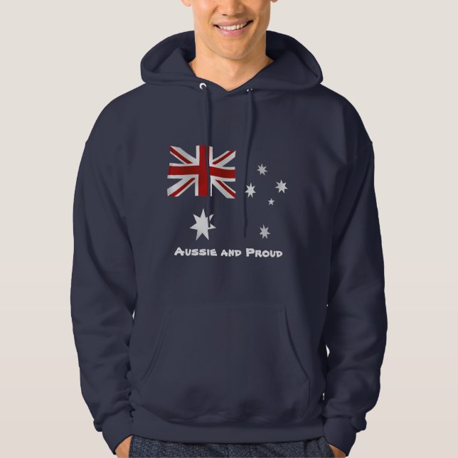 Aussie and Proud Mens hoodie (Front)