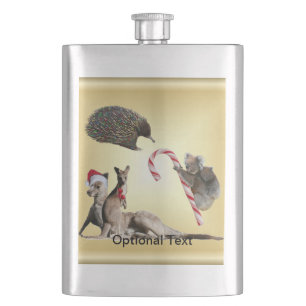 Aussie Animal Christmas Customisable Hip Flask