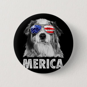 Aussie australian shepherd 4th of july merica 6 cm round badge
