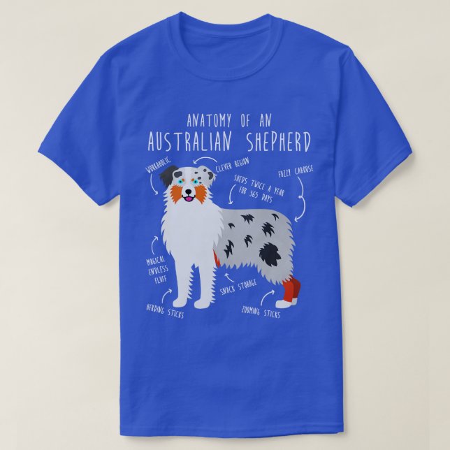 Aussie Australian Shepherd Anatomy T-Shirt (Design Front)
