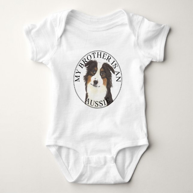 Aussie Australian Shepherd Big Brother Baby Bodysuit (Front)