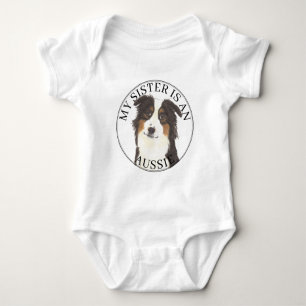 Aussie Australian Shepherd Big Sister Baby Bodysuit
