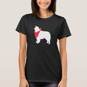 Aussie Australian Shepherd Dog Wearing Red Bandana T-Shirt