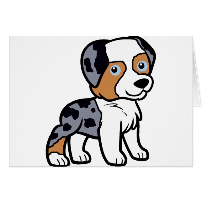 aussie blue merle cartoon (Front Horizontal)