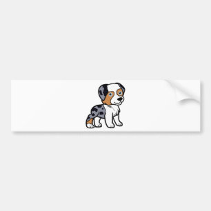 aussie blue merle cartoon bumper sticker