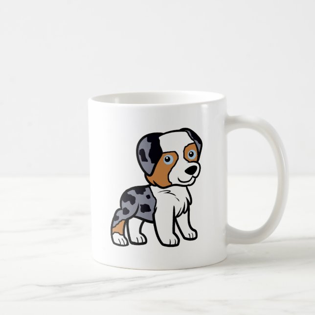 aussie blue merle cartoon coffee mug (Right)