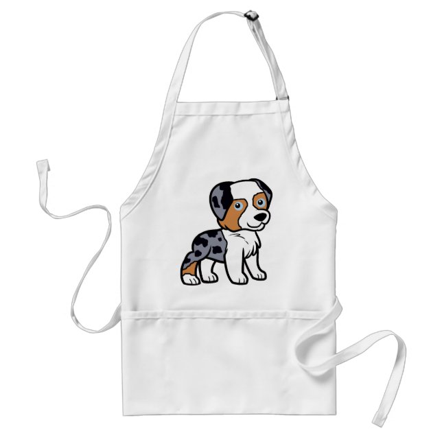 aussie blue merle cartoon standard apron (Front)