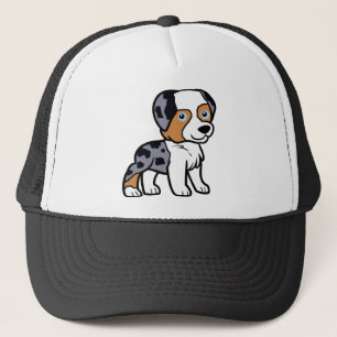 aussie blue merle cartoon trucker hat