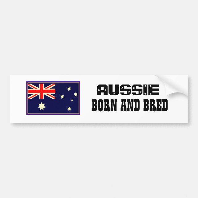 AUSSIE BORN & BRED BUMPER STICKER (Front)