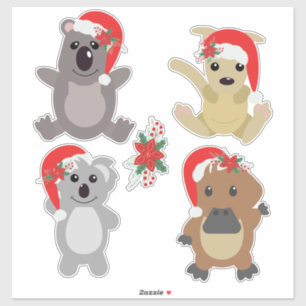 Aussie Christmas Animals Sticker
