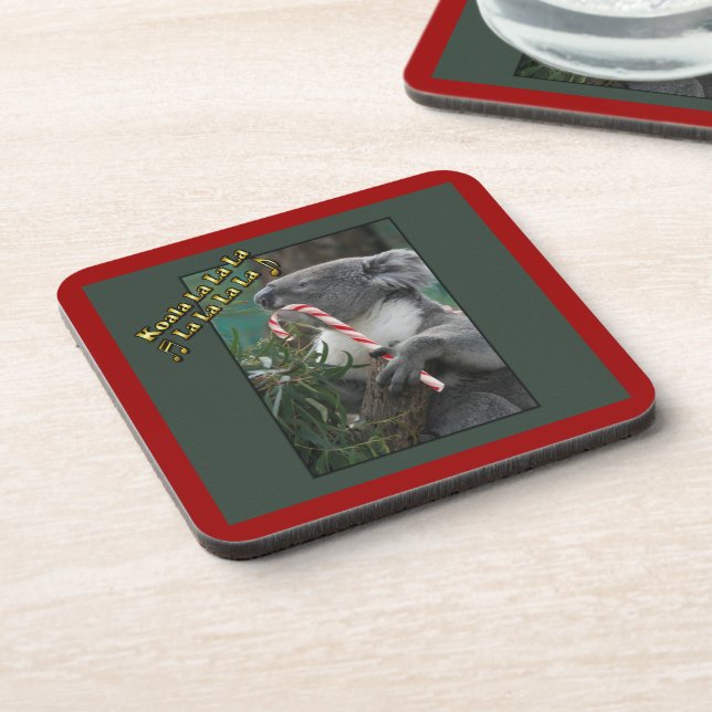 Aussie Christmas Koala with Candy Cane Coaster (Left Side)