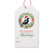 Aussie Christmas Magpie Wreath To From Gift Tag