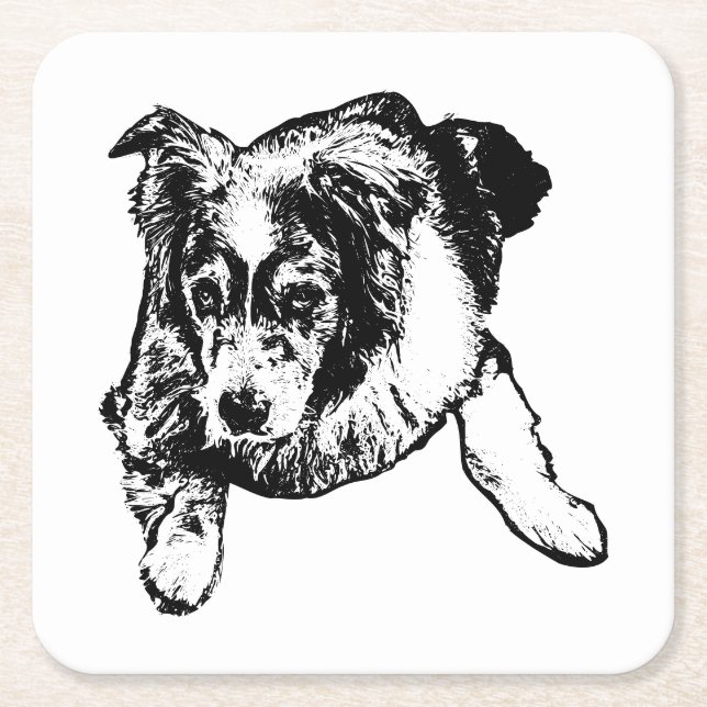 Aussie Coaster – Peaceful Herding Dog Art (Front)