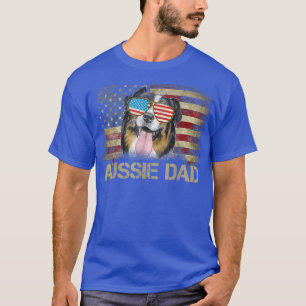 Aussie Dad Flag American Australian Shepherd Dog 4 T-Shirt