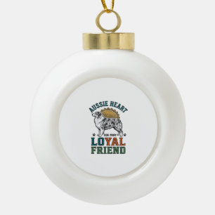 Aussie Dog Lover Vintage Engraved Shepherd Art_1 Ceramic Ball Christmas Ornament