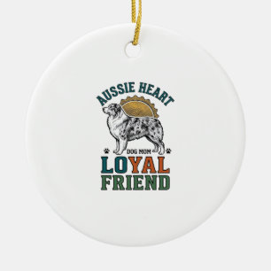 Aussie Dog Lover Vintage Engraved Shepherd Art_1 Ceramic Tree Decoration
