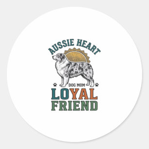 Aussie Dog Lover Vintage Engraved Shepherd Art_1 Classic Round Sticker