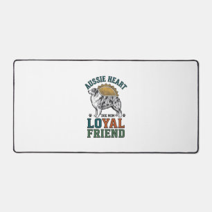 Aussie Dog Lover Vintage Engraved Shepherd Art_1 Desk Mat