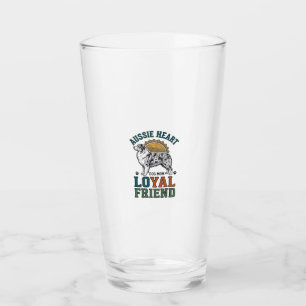 Aussie Dog Lover Vintage Engraved Shepherd Art_1 Glass