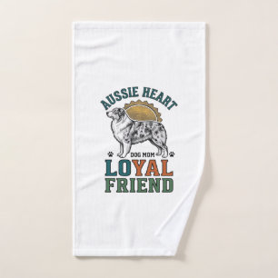 Aussie Dog Lover Vintage Engraved Shepherd Art_1 Hand Towel